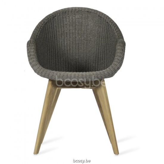 Vincent Sheppard Chaise Edgard base teck Remi Chaise cadre en Teck Non traité Corde Gris fossile Polypropylène.