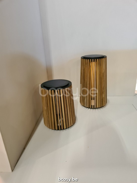 Vincent Sheppard Maya Lamp Small Black Aluminium frame Untreated Teak.