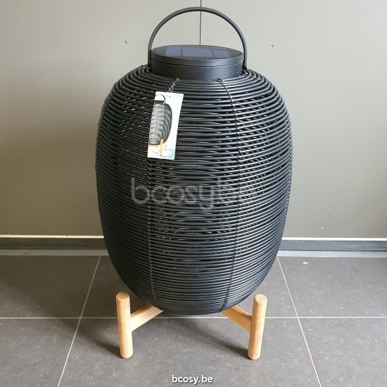 Vincent Sheppard Tika Lampadaires Lampes Raides Debouts Sur Pied De Sol cadre en Teck Non traité Cordon en osier Noir Polyéth