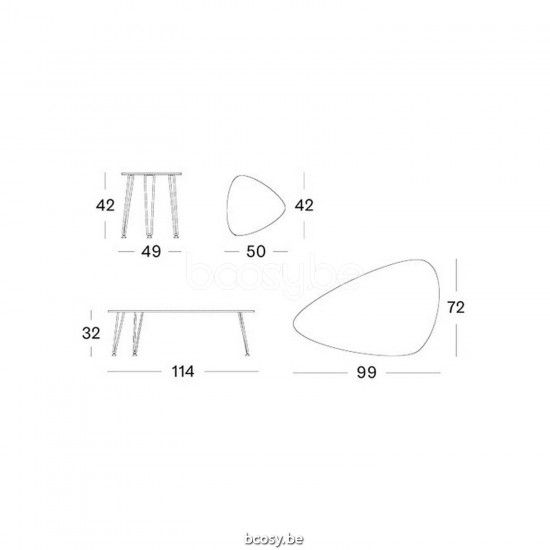Vincent Sheppard Rozy tuinsalontafels bijzettafels koffietafels voor buiten terras Zwart Stalen frame Plectrum shape.
