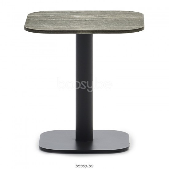 Vincent Sheppard Kodo Tuinbijzettafel Fossil Grey Aluminium frame Flint Keramiek Tafelblad.