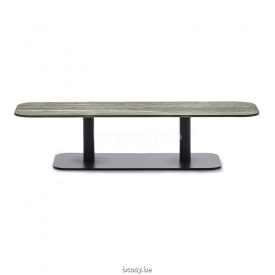 Vincent Sheppard Kodo Tuinsalontafel Fossil Grey Aluminium frame Flint Keramiek Tafelblad.