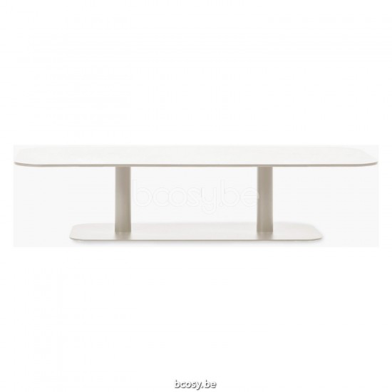 Vincent Sheppard Kodo 129x45 Table d'appoint de jardin Cadre en Aluminium Gris fossile dessus de table Céramique Éclats.