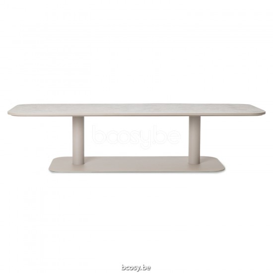 Vincent Sheppard Kodo Tuinsalontafel Dune White Aluminium frame Shards Keramiek Tafelblad.