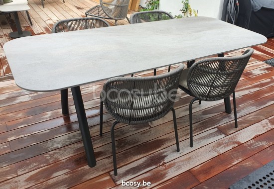 Vincent Sheppard Kodo Tuintafel 210x100 Fossil Grey Aluminium frame.
