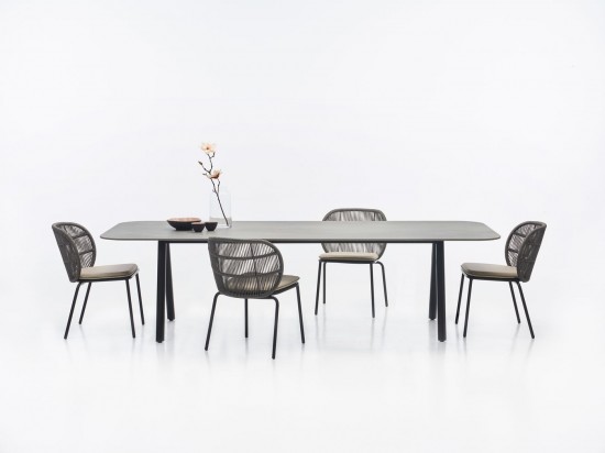 Vincent Sheppard Kodo 280x106 Table de Jardin cadre en Aluminium Gris fossile dessus de table Céramique Silex.