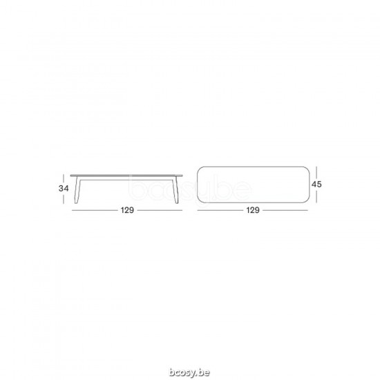 Vincent Sheppard David Garden Coffee Table 129x45 Aged Teak frame Flint Ceramic top.