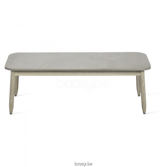 Vincent Sheppard David 120x120 Table basse carrée de jardin cadre en Teck Vieilli dessus de table Céramique Silex.