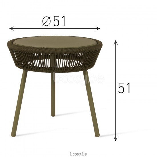 Vincent Sheppard Loop Round Garden Side Table Moss Aluminium frame Moss Crochet Polypropylene.