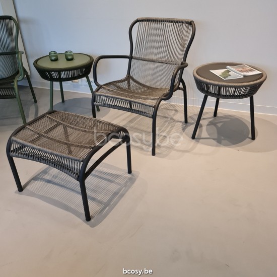 Vincent Sheppard Table d'appoint LOOP Loop Table d'appoint ronde de jardin cadre en Aluminium Gris fossile Corde Gris fossile Polypropylène.