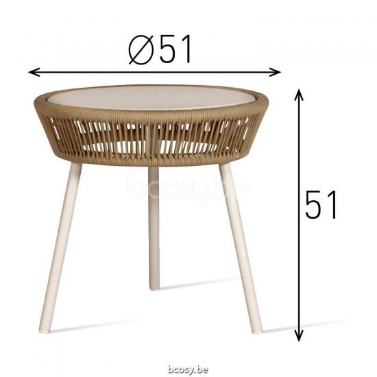 Vincent Sheppard Vincent Sheppard Loop Round Garden Side Table Dune White Aluminium frame Dune White Rope Polypropylene.