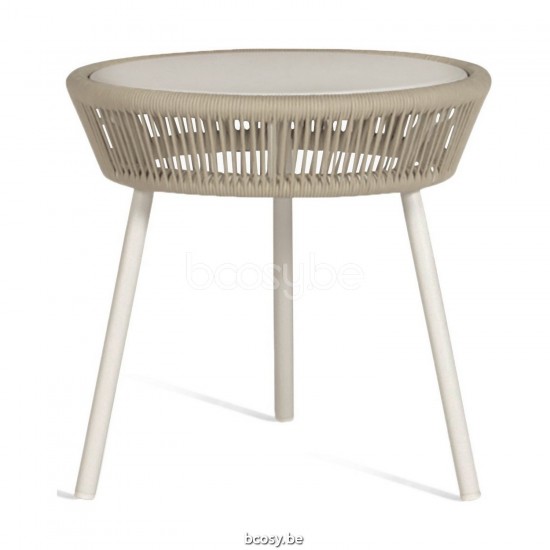 Vincent Sheppard Loop Ronde tuinbijzettafel Dune White Aluminium frame Dune White Touw Polypropyleen.