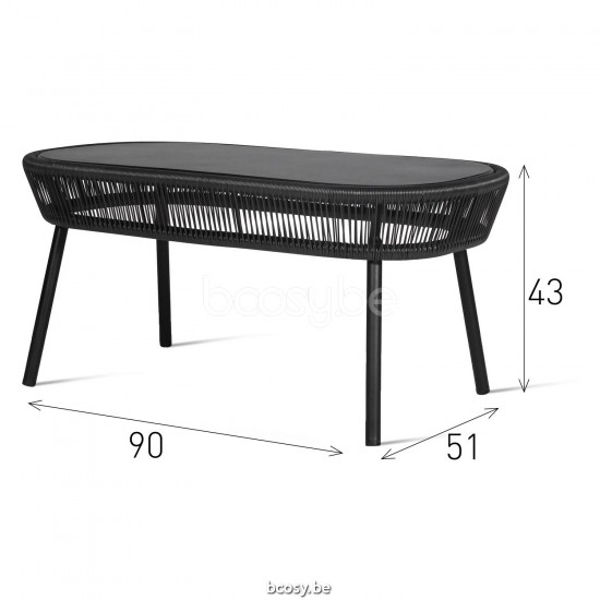 Vincent Sheppard Loop Garden Coffee Table Black Aluminium frame Black Wicker Polyethylene.