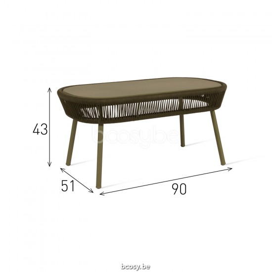 Vincent Sheppard Loop Garden Coffee Table Fossil Grey Aluminium frame Fossil Grey Rope Polypropylene.