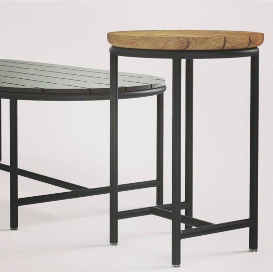 Vincent Sheppard Table d'appoint Wicked charbon Wicked Dia 37 Table d'appoint ronde de jardin cadre en Aluminium Noir.