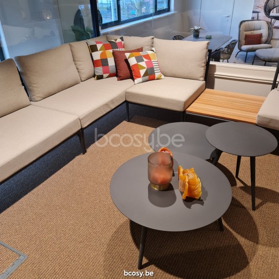 Vincent Sheppard Leo Ronde Tuinsalontafel Dia 70 Lava Aluminium frame.