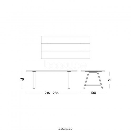 Vincent Sheppard Matteo Garden Dining Table 285x100 Black Aluminium frame Untreated Teak top.