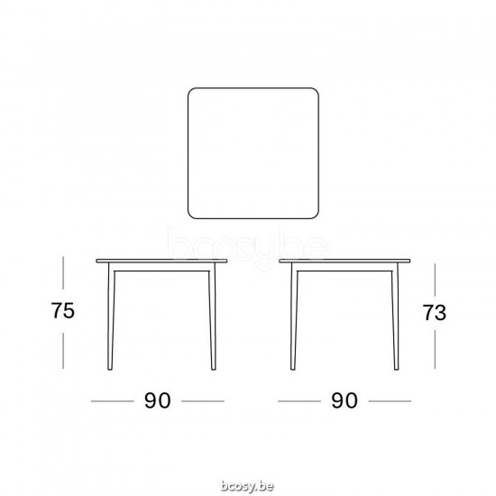 Vincent Sheppard Max Garden Dining Table Teak Top 90x90 Black Aluminium frame Black HPL top.