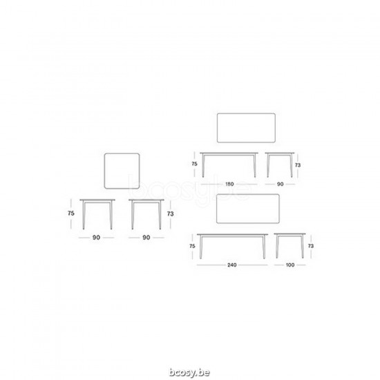 Vincent Sheppard Max Panneau En Teck 90x90 Table de Jardin cadre en Aluminium Noir dessus de table HPL Noir.