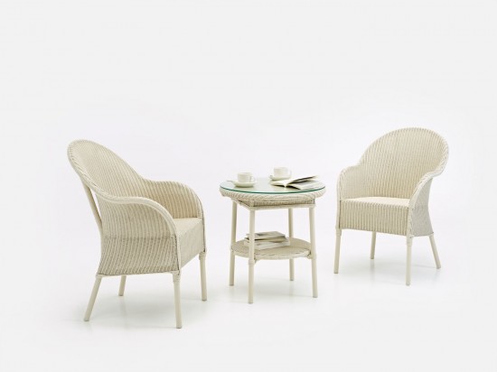 Vincent Sheppard Avignon Beistelltisch Avignon Runder Garten Beistelltisch Reines Weiß Lloyd Loom.