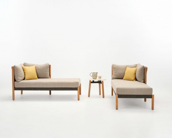 Vincent Sheppard Lento Runder Garten Beistelltisch Dia 45 Rahmen aus Unbehandelt Teakholz Tischplatte Portland Keramik.