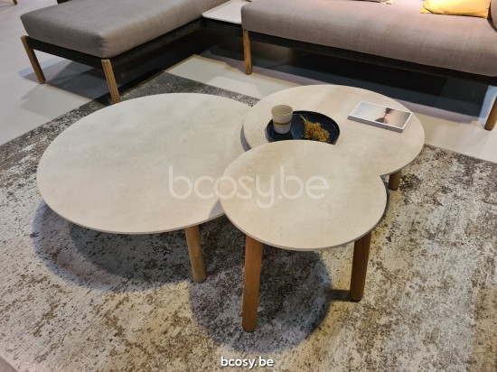 Vincent Sheppard Lento garden outdoor coffee tables Untreated Teak frame Dia 68.