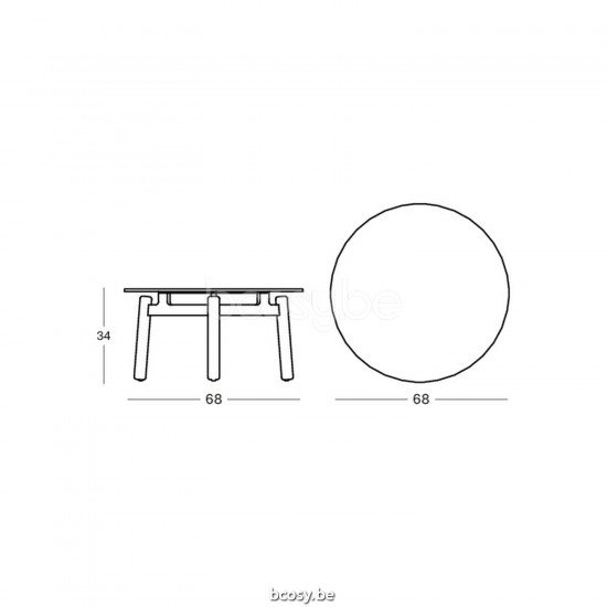 Vincent Sheppard Lento Round garden Coffee Table Dia 68 Untreated Teak frame Portland Ceramic top.