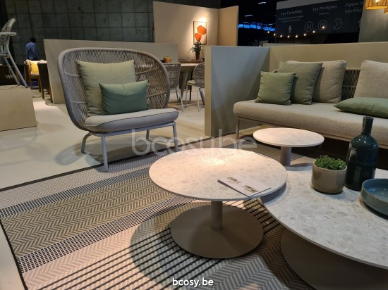 Vincent Sheppard Kodo garden outdoor coffee side tables Dune White Aluminium frame.