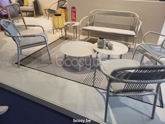 Vincent Sheppard Lilo Dia 60 Table ronde de jardin Cadre en Aluminium Blanc dune dessus de table Aluminium Blanc dune.