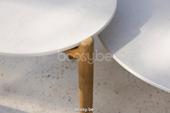 Vincent Sheppard Oda Runder Gartentisch Dia 68 Rahmen aus Unbehandeltes Teakholz Tischplatte Portland Keramik.