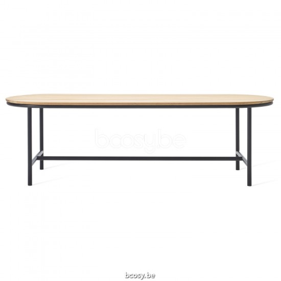 Vincent Sheppard Wicked Tuintafel 250x90 Zwart Aluminium frame Onbehandeld Teak Houten Tafelblad.