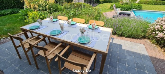 Vincent Sheppard Volta Tuintafel 240x100 Onbehandeld Teak Houten frame.