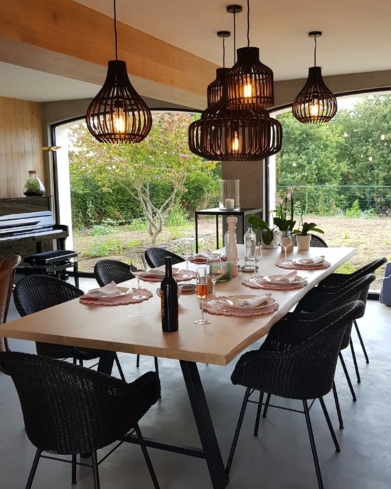 Vincent Sheppard Endless Suspensions pendant lights Suspended Overhead Lights Lamps Pure Natural Black Rattan.