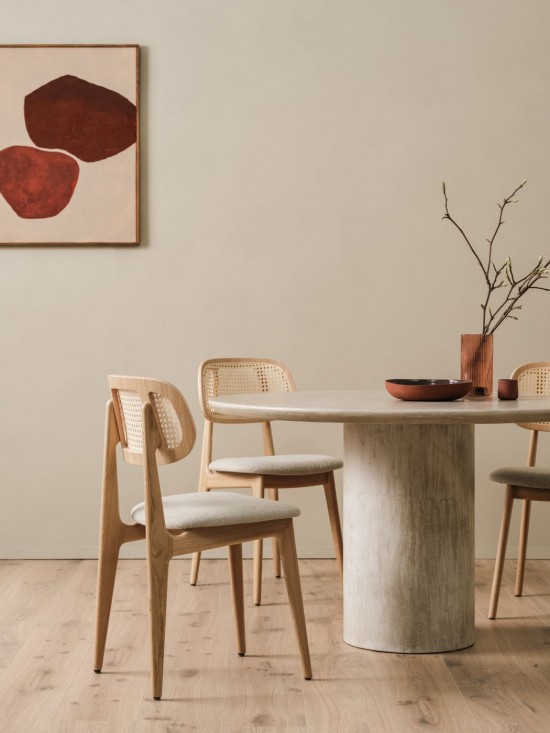 Vincent Sheppard Ari eettafels keukentafels woonkamer Lunar White Mineraal frame Dia 150.