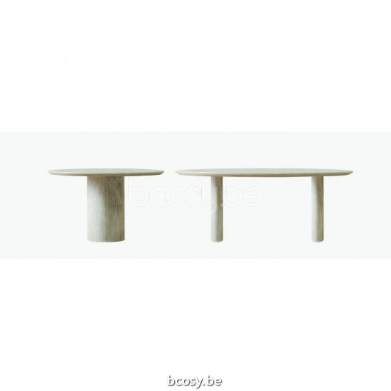 Vincent Sheppard Ari Ellipse Eettafel 2 poten 275x120 Lunar White Mineraal frame.