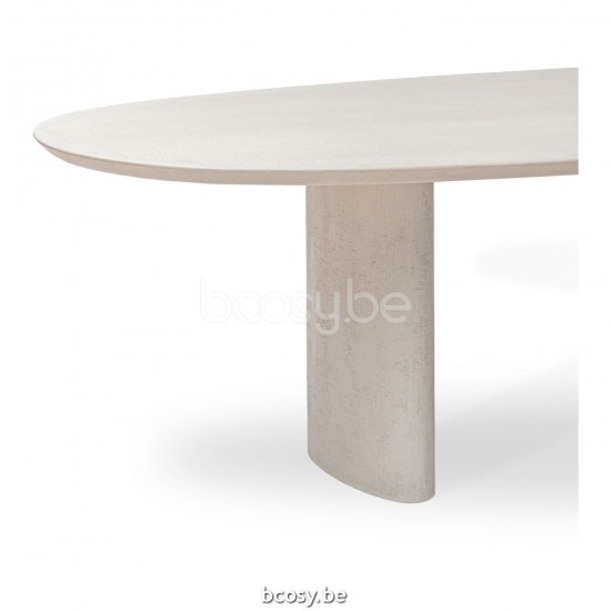 Vincent Sheppard Ari 275x120 Table de salle à manger Ellipse 2 pieds Cadre en Minéral Blanc lunaire dessus de table Minéral Blanc lunaire.