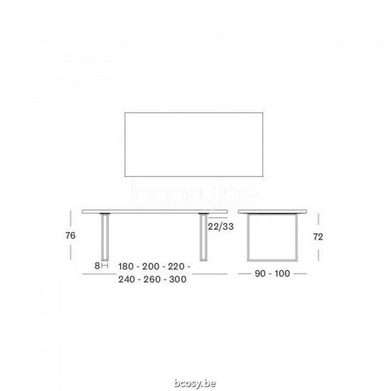 Vincent Sheppard Achille Dining Table 200x100 Black Powder Coated Steel Square frame Natural Oak top.