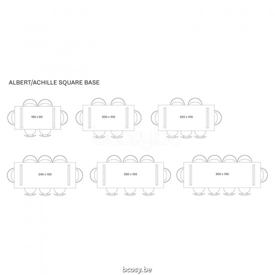 Vincent Sheppard Achille 260x100 Table de salle à manger cadre en Acier carré Revêtement en poudre noir dessus de table Chêne Naturel.