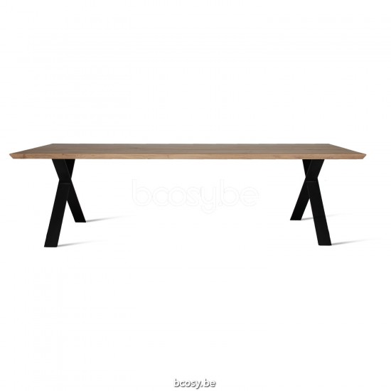 Vincent Sheppard Albert eettafels keukentafels woonkamer Zwart Gepoedercoat Stalen X frame 240x100.