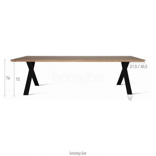 Vincent Sheppard Albert dining dinner tables Black Powder Coated Steel X frame 260x100.