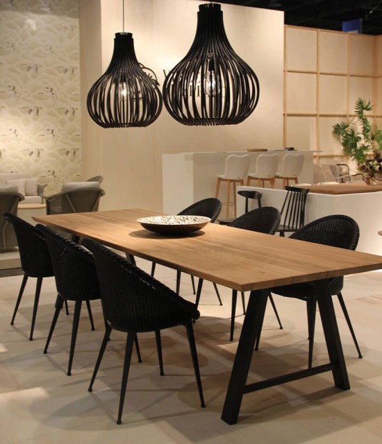 Vincent Sheppard Albert eettafels keukentafels woonkamer Zwart Gepoedercoat Stalen A frame 300x100.