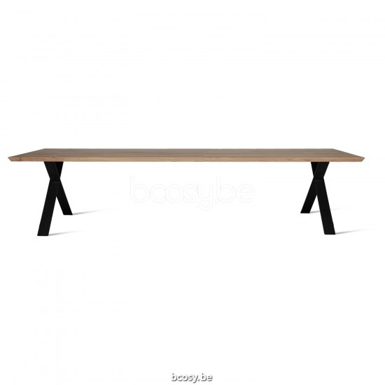 Vincent Sheppard Albert Eettafel tweedelig blad 300x100 Zwart Gepoedercoat Stalen X frame.