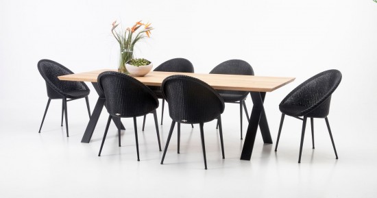 Vincent Sheppard Albert X Tisch Albert Esstisch zweiteilige Platte 300x100 Rahmen aus Schwarz pulverbeschichtet Stahl X.