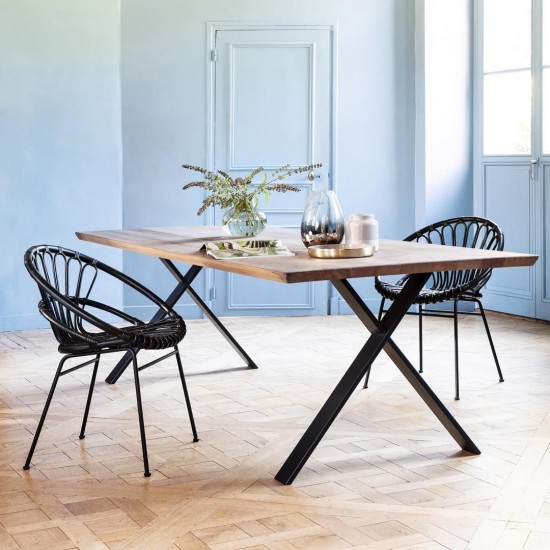 Vincent Sheppard Albert eettafels keukentafels woonkamer Zwart Gepoedercoat Stalen X frame 260x100.