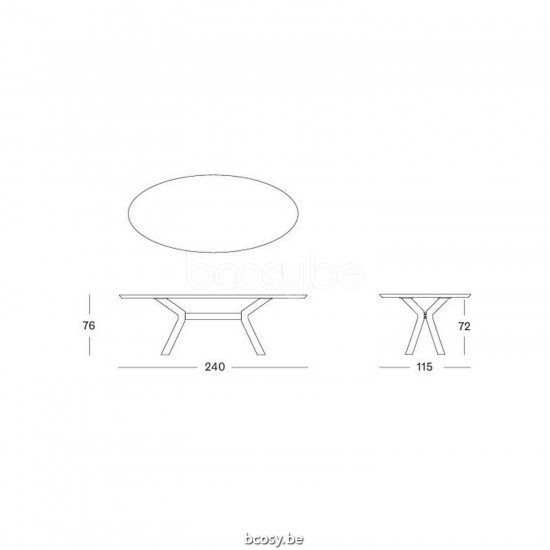 Vincent Sheppard Albert Ellipse Dining Table 240x115 Black Powder Coated Steel A frame Natural Oak top.