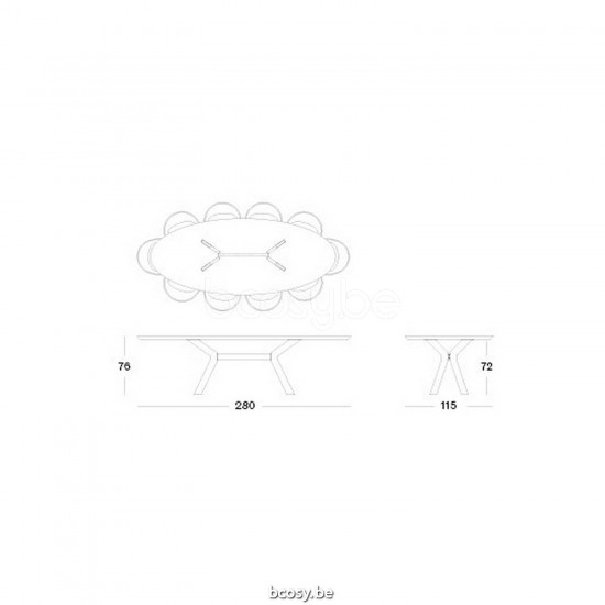 Vincent Sheppard Albert Ellipse Dining Table 280x115 Black Powder Coated Steel A frame Natural Oak top.