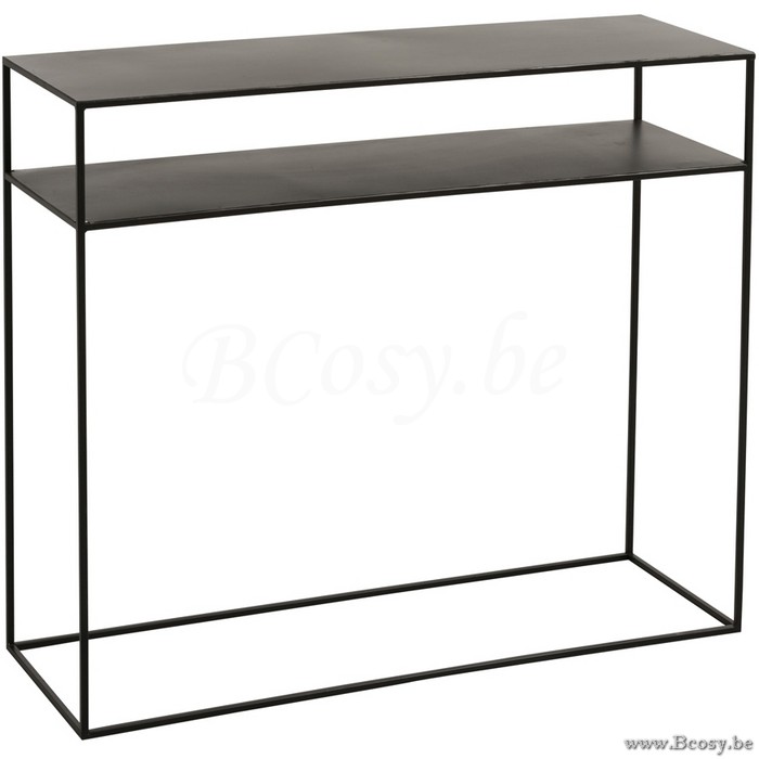 Aanbod Trots Zij zijn J-Line console tafel zwart metaal j line industrieel wonen Zwarte metalen  Console Rechthoekig met 2 leg Planken in zwart Metaal 100 Jline 86173  J-line 86173 <span style="font-size: 6pt;"> consoles-wandtafels-tables-de-drapier-murales-sidetables-k  ...