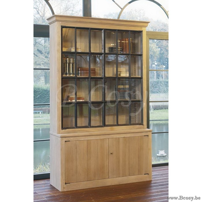 Kliniek Schiereiland reservoir PR Interiors Landelijke Alice 150 eik eiken buffetkast vitrine kast  vitrinekast in weathered oak-eik met zwarte stalen deuren zwart smeedijzer  gesmeed staal 150 CRW/204/01 - Hoge kasten - BCosy.be Lifestyle Webshop  Boutique