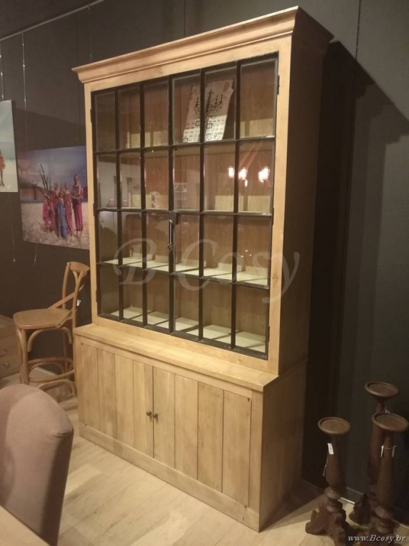 Kliniek Schiereiland reservoir PR Interiors Landelijke Alice 150 eik eiken buffetkast vitrine kast  vitrinekast in weathered oak-eik met zwarte stalen deuren zwart smeedijzer  gesmeed staal 150 CRW/204/01 - Hoge kasten - BCosy.be Lifestyle Webshop  Boutique